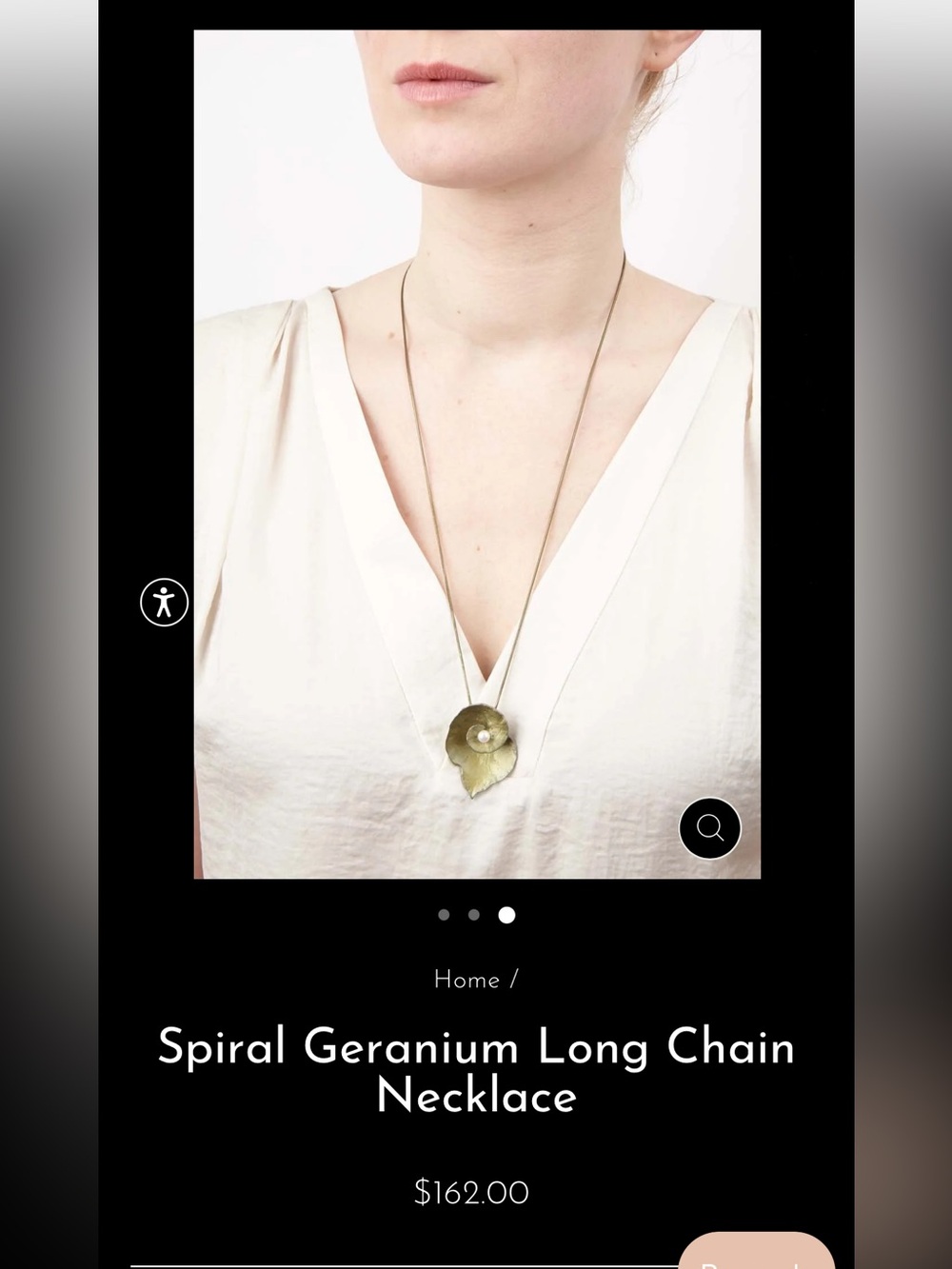 Michael Michaud Spiral Geranium Pearl Pendant Necklace 24" Gold Bronze Pristine